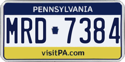 PA license plate MRD7384