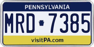 PA license plate MRD7385