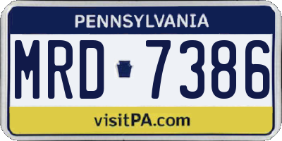 PA license plate MRD7386