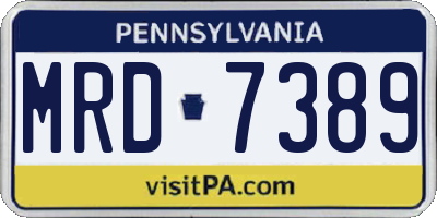 PA license plate MRD7389