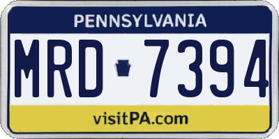 PA license plate MRD7394