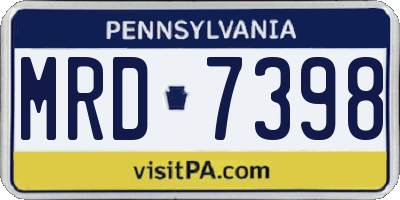 PA license plate MRD7398