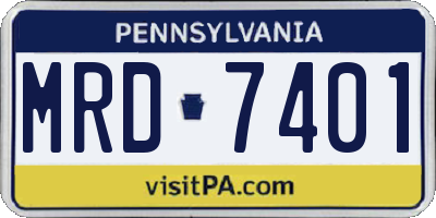 PA license plate MRD7401