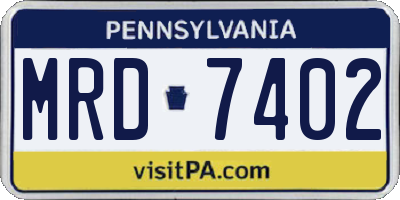 PA license plate MRD7402