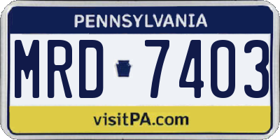 PA license plate MRD7403