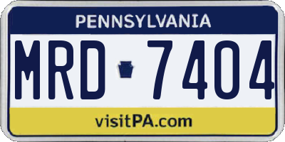 PA license plate MRD7404