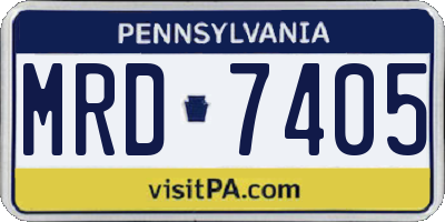 PA license plate MRD7405