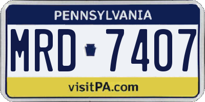 PA license plate MRD7407