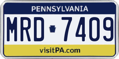 PA license plate MRD7409