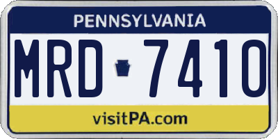 PA license plate MRD7410