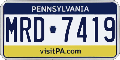 PA license plate MRD7419