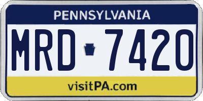PA license plate MRD7420