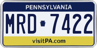PA license plate MRD7422