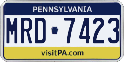 PA license plate MRD7423