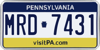 PA license plate MRD7431