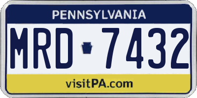 PA license plate MRD7432