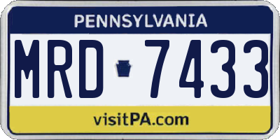 PA license plate MRD7433