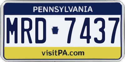 PA license plate MRD7437