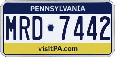 PA license plate MRD7442