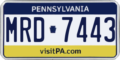PA license plate MRD7443