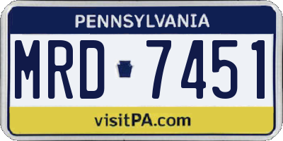 PA license plate MRD7451