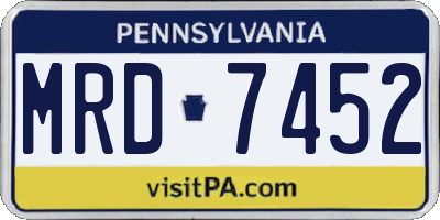 PA license plate MRD7452