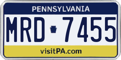 PA license plate MRD7455