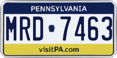 PA license plate MRD7463