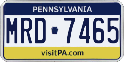 PA license plate MRD7465