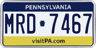 PA license plate MRD7467