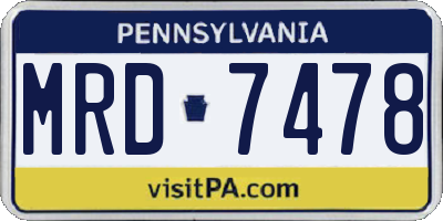 PA license plate MRD7478