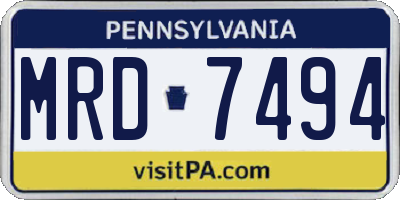 PA license plate MRD7494