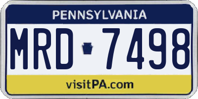 PA license plate MRD7498