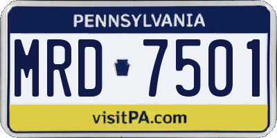 PA license plate MRD7501