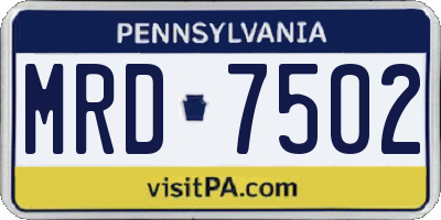 PA license plate MRD7502
