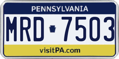 PA license plate MRD7503