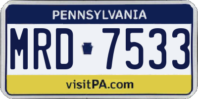 PA license plate MRD7533