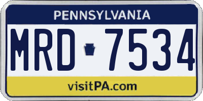 PA license plate MRD7534