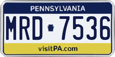 PA license plate MRD7536