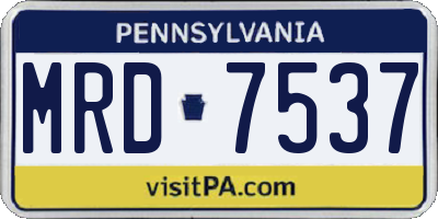 PA license plate MRD7537