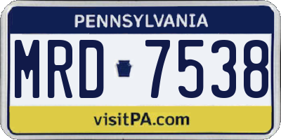 PA license plate MRD7538