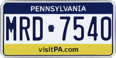 PA license plate MRD7540