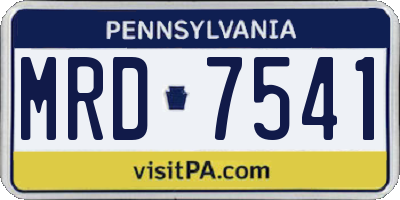 PA license plate MRD7541