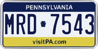 PA license plate MRD7543