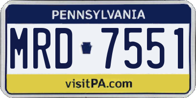 PA license plate MRD7551