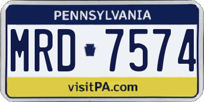 PA license plate MRD7574