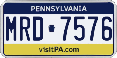 PA license plate MRD7576