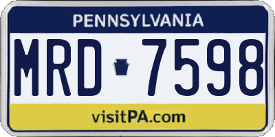 PA license plate MRD7598