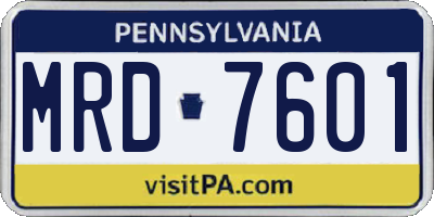 PA license plate MRD7601