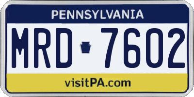 PA license plate MRD7602